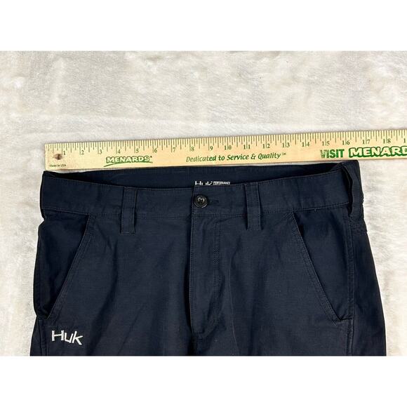 HUK Next Level 10.5" Fishing Shorts Men’s Medium Black Performance Stretch Cargo - Picture 4 of 8